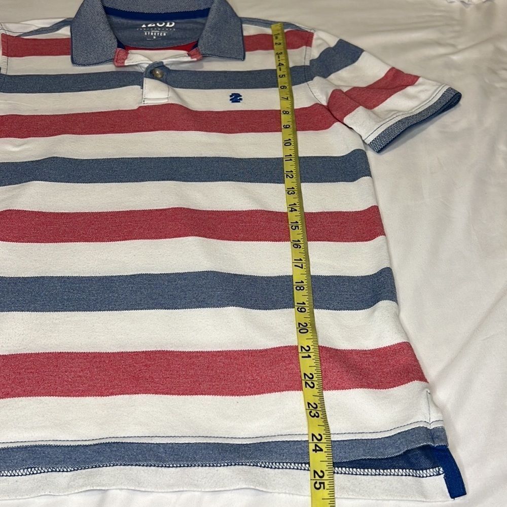 IZOD Men’s Red White Blue Striped Short Sleeve Polo Size Small - Picture 6 of 7